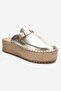Novas Gold Genuine Leather Closed Toe Straw Wedge Sole Slippers - 3