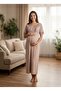 New Season Mink Short Sleeve Design Lace Detailed Buttoned Summer Full Length Maternity Nightgown - 5