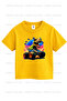 Astronaut and Dinosaur Printed 3-Pack Unisex Yellow-Green-Beige Children's T-Shirts - 4