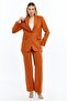 Women's Cinnamon Bone Buttoned Blazer Jacket - 5
