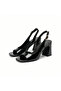 Doria Flat-Toe Heeled Sandals - Black Patent Leather