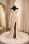 Women's Satin Evening Dress with Rhinestone Details - 3