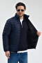 Men's Navy Blue Water and Windproof Regular Fit Pocketed Zippered Men's Coat - 3