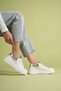 Women's Genuine Leather Lace-Up Casual Sports Shoes - White/Silver