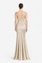 Women's Satin Evening Dress with Rhinestone Details - 2