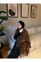 Leopard Pattern Shoulder Shawl - Dark Brown - 4