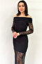 Black Madonna Collar Lace Dress - 4