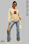Unisex Minnie Mickey Printed Crew Neck Hoodless Oversized 100% Cotton Combed Cotton Sweatshirt - 3