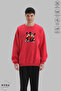 Unisex Minnie Mickey Printed Crew Neck Hoodless Oversized 100% Cotton Combed Cotton Sweatshirt