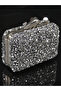 حقيبة فستان سهرة صغيرة مرصعة بالكريستال. حقيبة سهرة فضية