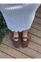 Brown Suede (Silva) Rubber Buckle Detail Women's Ballerinas - 2