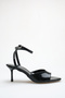 Women's Heeled Sandals Black Patent Leather Pointed Toe Ankle Strap - Stylish Comfortable for Office and Evening - 3