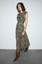 Russie Women's Soft and Flexible Fabric Long Multi-Colored Dress with Print Detail and Mesh Fabric - 5