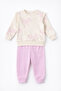 Baby Girl Bow Patterned Sweatshirt with Sleeve Detail + Sweatpants 2-Piece Set 3-6-9-12 Months - 5