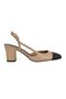 Slingback Cap Toe Block Heel Pumps - 3