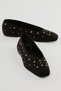 Women's Suede Ballerinas Square Toe Staple Detailed Casual Talia Black