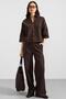 Truvakar Sleeve Jacket Pants Denim Double Set Brown 9415-Tk