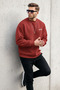 Men's Text Printed Casual Red Sweatshirt - 4