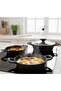 Ferro plus 18+20+22 cm granite cookware set with glass lids - 6 piece, non-stick, heat resistant, interior & exterior - 2
