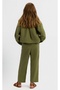 Li̇mi̇ Girl's Soft Texture Tensel Fabric Bustier Shirt Jacket Loose Pants 3-Piece Set - 6