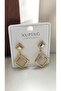 Xuping Vip Earrings - Xuping Pearlescent Stone Reflective Dangle Gold Stud Model Xuping Earrings Non-Tarnish-3Cm - 2
