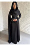 Women's Satin Long Stone-Embellished Cape Dress - 2