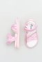 Girls' Sandals with Open Front, Stone Detail, Striped Velcro, Comfortable Flexible Sole Slippers - 5