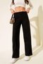 High Waist Ribbon Stitched Stretchy Straight Leg Women's Trousers - 3