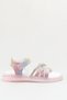 Girls' Sandals with Open Front, Stone Detail, Striped Velcro, Comfortable Flexible Sole Slippers - 2