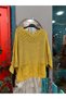 Mustard Yellow Pocket Detailed Openwork Collar Knitwear Sweater - 3