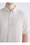Nevavm Regular Fit Short Sleeve Striped Muslin Men's Shirt with Difference - 3