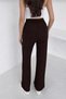 Stone Detailed Comfortable Cut Modal Trousers / High Waist Elasticized Wide Legs - 6