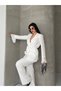 Women's Floral Accessory Detailed Chiffon Sleeve Suit - 5