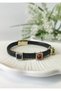 Brown Braided Leather Bracelet with Colorful Zircon Stones and Stainless Steel Detail - 3