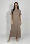 Women's Summer Short Sleeve Viscose Midi Length Crew Neck Dress Mink