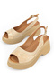 , Women's Genuine Leather Wedge Heel Sandals 161992Z64024 Beige - 5