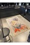 Beige Themed Abstract Floral Patterned Creative Modern Decorative Carpet 3826 - 3
