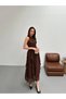 Women's Halter Neckline Waist-Slit Lined Midi Length Chiffon Dress - 3