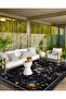 Black Botanical Pattern Woven Base Carpet and Washable Carpet Miravip10490 - 3