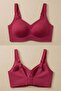 Red Silkair Blush V-Neck Wire-Free Bra – Wide Straps, Non-Marking - 7
