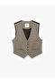 Double-Breasted Button Plaid Crop Blazer Vest - 3