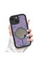 Compatible with iPhone 15 Plus Vintage Fan Pattern Mirrored Silicone Phone Case. - 2