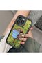 Compatible with iPhone 16 Pro Vintage Fan Pattern Mirrored Silicone Phone Case. - 4