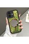Compatible with iPhone 16, Vintage Fan Pattern Mirrored Silicone Phone Case.