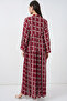 Women's Patterned Long Hijab Dress 2585 - F.Burgundy - 7