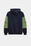 Navy Blue - Khaki Men's Oversize Hooded Printed Kangaroo Pocket Sweatshirt - 4
