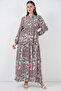 Women's Patterned Long Hijab Dress 2585 - B. Fuchsia - 4
