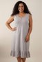 Comfortable Fit Women's Gray Pink Polka Dot Piece Cotton Piece Ruffled Zero Sleeve Comfortable Fit Dress - 3