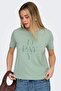 Women's Crew Neck Graphic Printed T-Shirt - Happy - 4