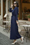 Buttoned Hijab Dress N7204 Navy Blue - 2